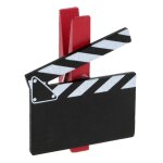 Lot 6 clap marque - places hollywood en bois sur pince rouge