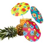 Lot de 6 mini - parasols cocktails 18cm hibiscus assortis