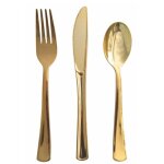 Mnagre 30 couverts luxe en plastique, or brillant