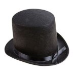 P'tit clown re10042 - chapeau feutre haut de forme rocambole 15 cm adulte, noir