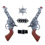 P'tit clown re12442, set de cow boy - 2 revolvers 22 cm, ceinture avec balles et �toile