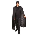 P'tit clown re16210 - cape tissu avec capuche noire 150 cm , adulte