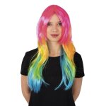 P'tit clown re18676 - perruque cheveux longs fluo multicolores