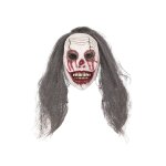 P'tit clown re19437, masque adulte intgral clown blanc sanglant avec cheveux