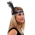 P'tit clown re20140 - bandeau charleston sequins avec plume, noir