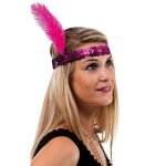 P'tit clown re20143 - bandeau charleston sequins avec plume, fuchsia