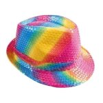 P'tit clown re20200 - chapeau tissu sequins adulte, borsalino, multicolore