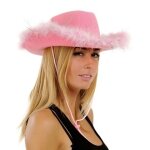 P'tit clown re21303 - chapeau feutre cow girl avec plumes adulte, rose