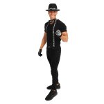 P'tit clown re22170, set squelette adulte gants, chapeau, noeud papillon et bretelles