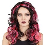 P'tit clown re22175 - perruque sorcire cheveux onduls noir et rose
