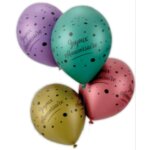 P'tit clown re22431 - lot 8 ballons joyeux anniversaire chrom�s 30 cm