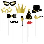 P'tit clown re22741 - set photobooth 10 pi�ces noir et or