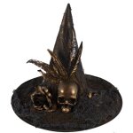 P'tit clown re23010, chapeau de sorcire toile et crne, dor / noir