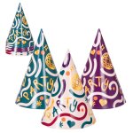 P'tit clown re23442 - lot de 6 chapeaux pointus party multicolores