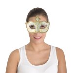 P'tit clown re23511 - loup v�nitien plastique, blanc / or