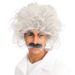 P'tit clown re23609 - perruque einstein avec moustache adulte