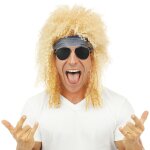 P'tit clown re23750 - perruque chanteur rock hard rock avec bandeau