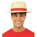 P'tit clown re23825, chapeau paille avec ruban rouge