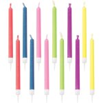 P'tit clown re23960 - lot de 12 bougies � flammes color�es