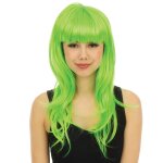 P'tit clown re23973 - perruque longue raide avec frange vert