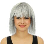 P'tit clown re23985 - perruque disco luxe argent