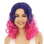 P'tit clown re24009 - perruque manga longue boucle luxe violet / rose