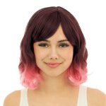 P'tit clown re24014 - perruque mi - longue avec frange rose