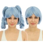 P'tit clown re24018 - perruque courte avec couettes dtachables luxe bleu