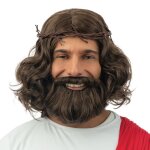 P'tit clown re24128 - perruque et barbe de j�sus avec couronne