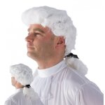 P'tit clown re40070 - perruque marquis, cheveux blancs attach�s