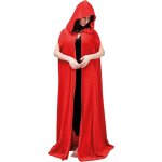 P'tit clown re44431 - cape velours longue avec capuche, rouge