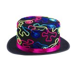 P'tit clown re46503 - chapeau feutre haut de forme fluo
