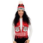 P'tit clown re48332, set de nol adulte bonnet et charpe noir motif pre nol