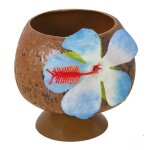 Gobelet noix de coco en plastique avec fleur sur pied