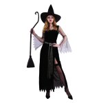 P'tit clown re55018 - dguisement adulte sorcire noire longue, taille s / m