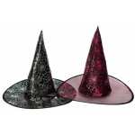 P'tit clown re56570, chapeau sorcire adulte, tissu voile impression toile araigne (x1)
