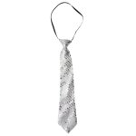 P'tit clown re60241 - cravate sequins avec lastique, argent