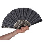 P'tit clown re62452 - eventail, tissu et plastique, noir, 45 cm ouvert