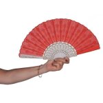 P'tit clown re62454 - eventail, tissu et plastique, rouge, 45 cm ouvert