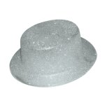 P'tit clown re63551 - chapeau plastique haut de forme adulte paillettes, argent