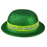 P'tit clown re66080, chapeau plastique melon paillettes, vert st patrick