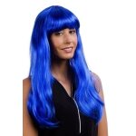 P'tit clown re68066 - perruque lola, longue raide  frange, bleu
