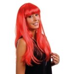 P'tit clown re68068 - perruque lola, longue raide  frange, rouge