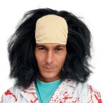 P'tit clown re68501 - perruque savant fou, noire