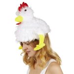 P'tit clown re75230 - chapeau fourrure poule blanche