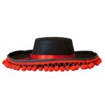 P'tit clown re75300 - chapeau feutre espagnol adulte, noir et rouge