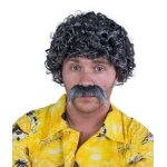 P'tit clown re81184 - perruque et moustache lucien, courte frise, gris