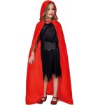P'tit clown re88303 - cape enfant velours avec capuche rouge 100 cm