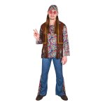P'tit clown re88361, costume hippie homme multicolore, adulte s / m
