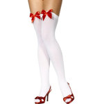 Paire de bas nylon blancs avec noeuds rouges